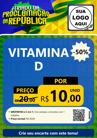 Modelo de Cartaz para Cartaz A4 Vertical com o tema Feriado da Proclamação da República para Farmácia