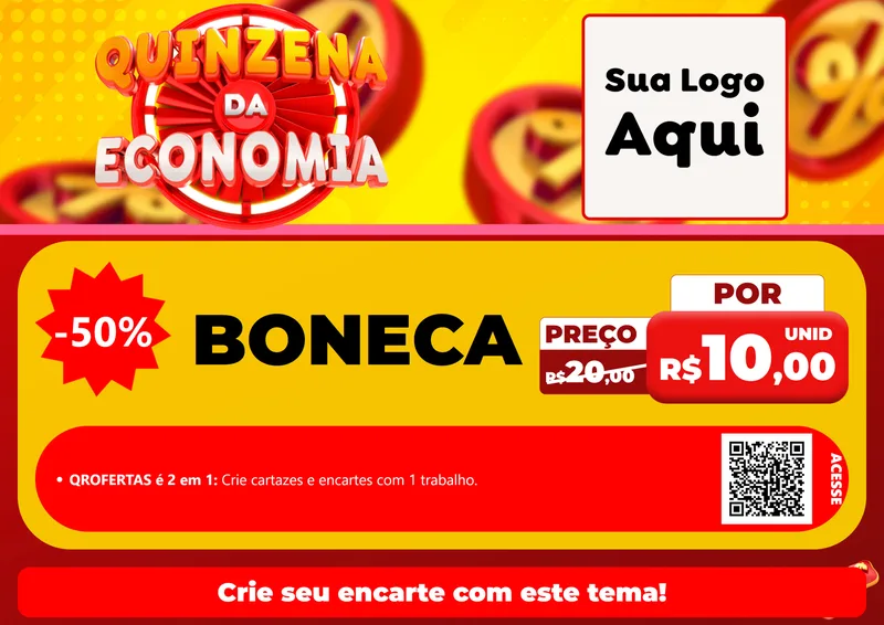 Modelo de Cartaz para Cartaz A4 Horizontal com o tema Quinzena Da Economia para Brinquedos