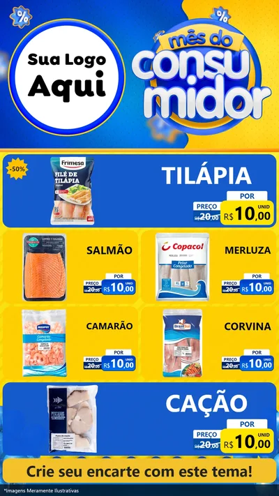Modelo de TV para TV Vertical com o tema Mês do Consumidor para Peixaria