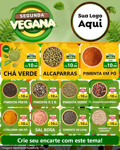 Modelo de Rede Social para Feed Instagram com o tema Segunda Vegana para Produtos Naturais