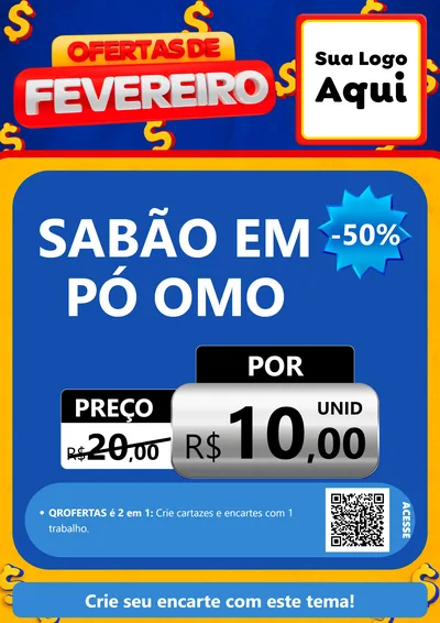 Modelo de Cartaz para Cartaz A4 Vertical com o tema Ofertas de Fevereiro para Produtos de Limpeza