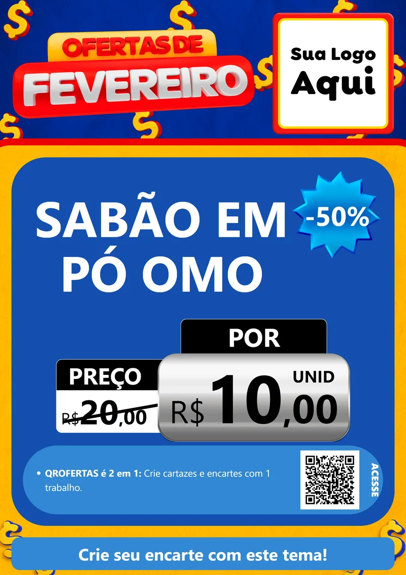 Modelo de Cartaz para Cartaz A4 Vertical com o tema Ofertas de Fevereiro para Produtos de Limpeza