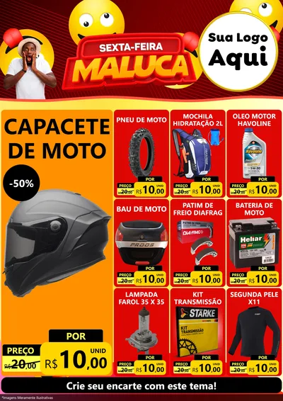 Modelo de Encarte para Encarte A4 Vertical com o tema Sexta-feira Maluca para Moto peças
