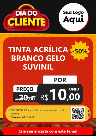 Modelo de Cartaz para Cartaz A4 Vertical com o tema Dia do Cliente para Tintas e Ferramentas