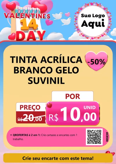 Modelo de Cartaz para Cartaz A4 Vertical com o tema Valentine's Day para Tintas e Ferramentas