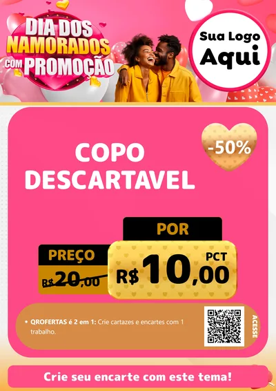 Modelo de Cartaz para Cartaz A4 Vertical com o tema Dia dos Namorados com Promoção para Embalagens