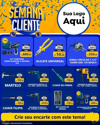 Modelo de Rede Social para Feed Instagram com o tema Semana do Cliente para Maquinas e Ferramentas