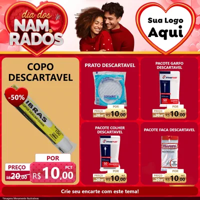 Modelo de Rede Social para Feed Facebook com o tema Dia dos Namorados para Embalagens