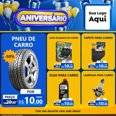 Modelo de Rede Social para Feed Facebook com o tema Aniversário para Auto peças