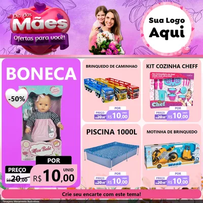 Modelo de Rede Social para Feed Facebook com o tema Dia das Mães Ofertas para Você! para Brinquedos