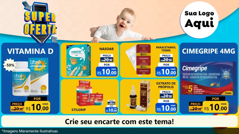 Modelo de TV para TV Horizontal com o tema Super Oferta - Bebê para Farmácia