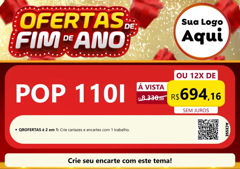 Modelo de Cartaz para Cartaz A4 Horizontal com o tema Ofertas de Fim de Ano para Concessionaria de Motos