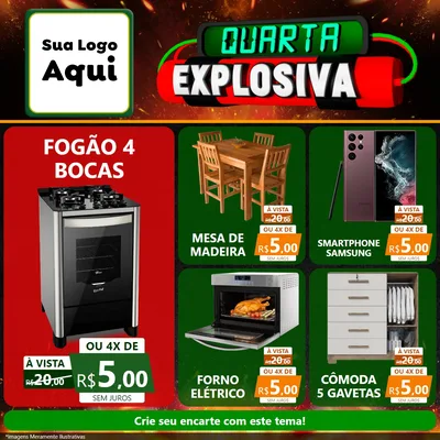 Modelo de Rede Social para Feed Facebook com o tema Quarta Explosiva para Móveis e Eletro