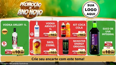 Modelo de TV para TV Horizontal com o tema Promoção de Ano Novo para Distribuidora de bebidas