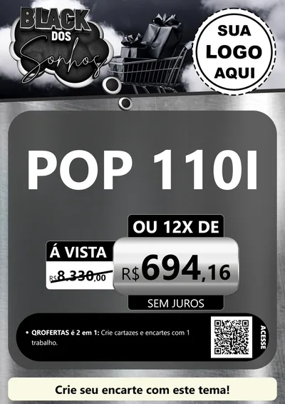 Modelo de Cartaz para Cartaz A4 Vertical com o tema Black dos Sonhos para Concessionaria de Motos