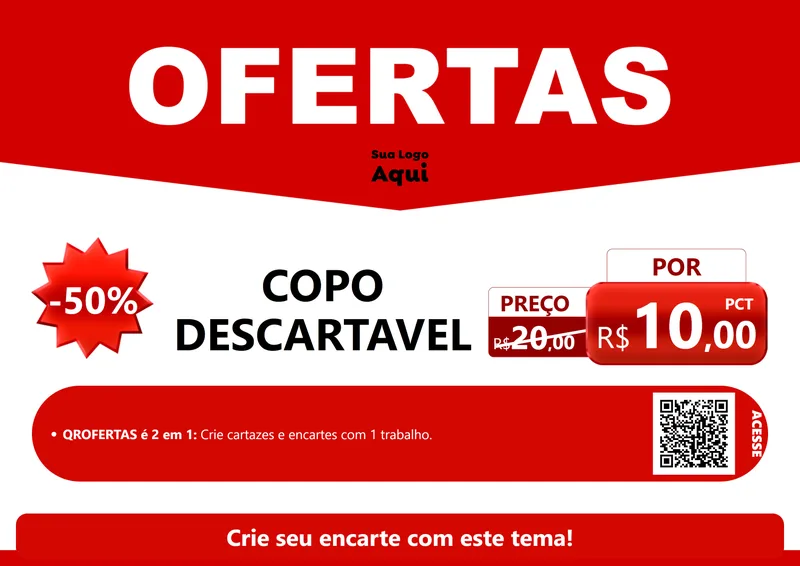 Modelo de Cartaz para Cartaz A4 Horizontal com o tema Ofertas Vermelho Cartaz para Embalagens