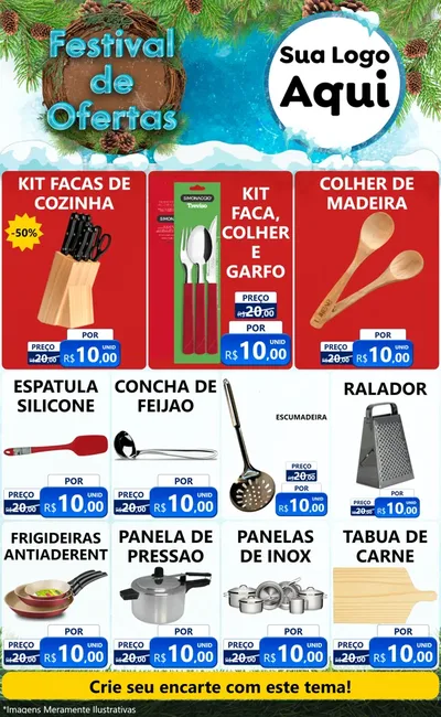 Modelo de Encarte para Encarte Grande com o tema Festival de Ofertas - Inverno para Utilidades Domésticas