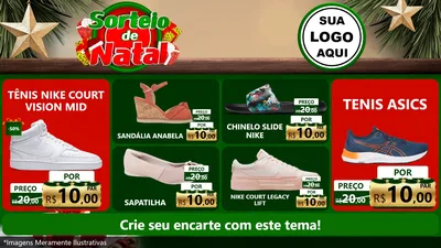 Modelo de TV para TV Horizontal com o tema Sorteio de Natal para Calçados