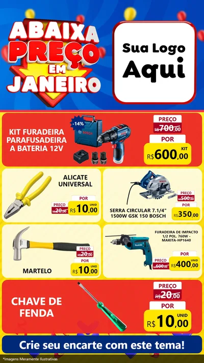 Modelo de TV para TV Vertical com o tema Abaixa Preço em Janeiro para Maquinas e Ferramentas