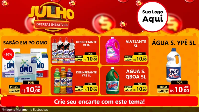 Modelo de TV para TV Horizontal com o tema Julho Ofertas Imbatíveis para Produtos de Limpeza