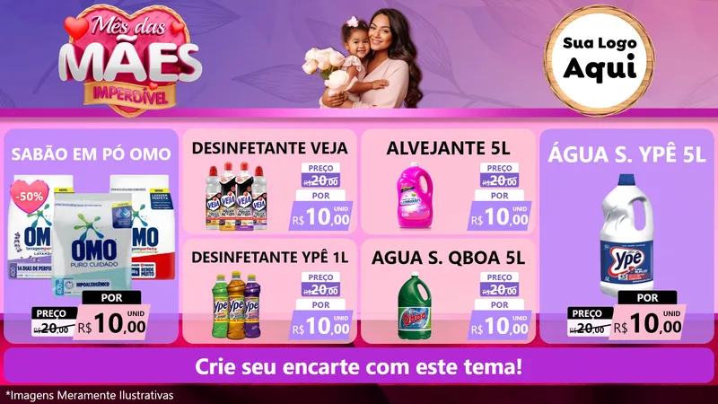 Modelo de TV para TV Horizontal com o tema Mês das Mães Imperdível para Produtos de Limpeza