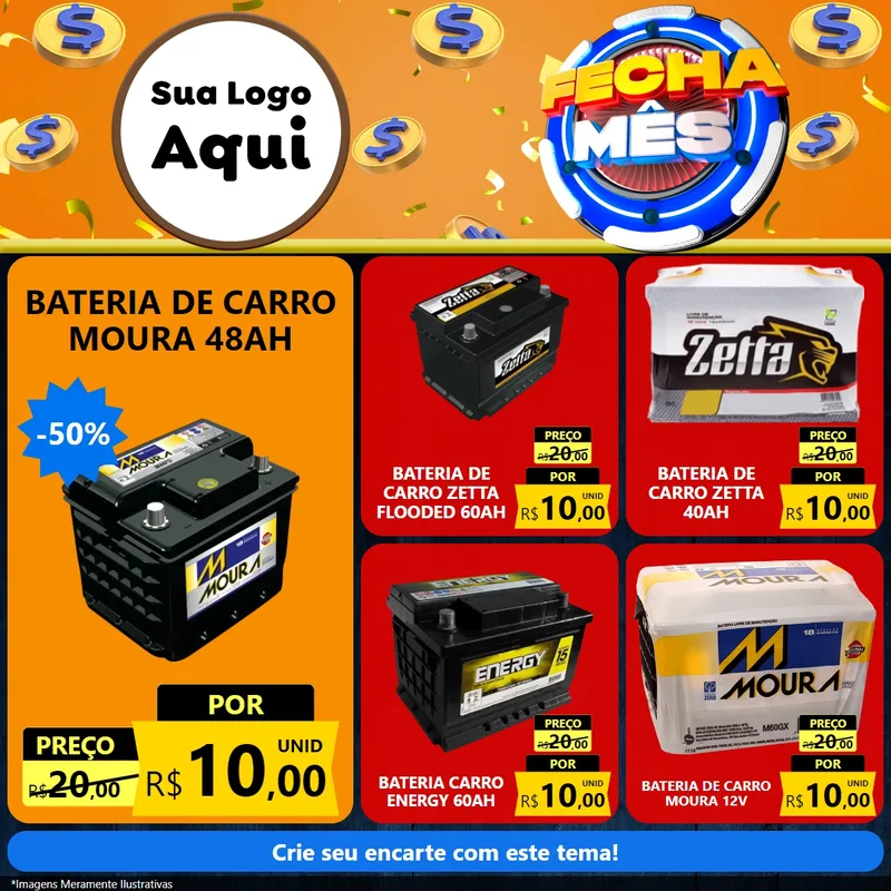 Modelo de Rede Social para Feed Facebook com o tema Fecha Mês para Baterias Elétricas