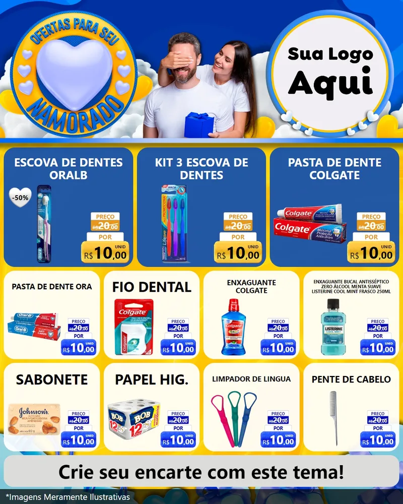 Modelo de Rede Social para Feed Instagram com o tema Ofertas Para Seu Namorado para Higiene Pessoal