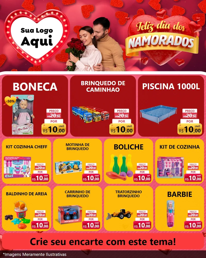 Modelo de Rede Social para Feed Instagram com o tema Feliz Dia Dos Namorados para Brinquedos