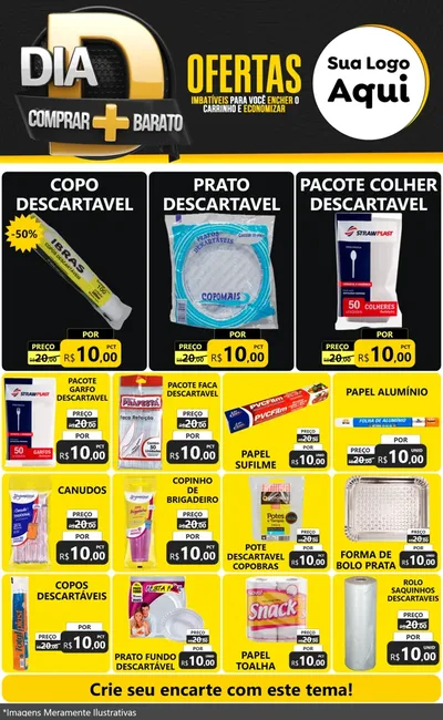 Modelo de Encarte para Encarte Grande com o tema Dia D Mais Economia para Embalagens