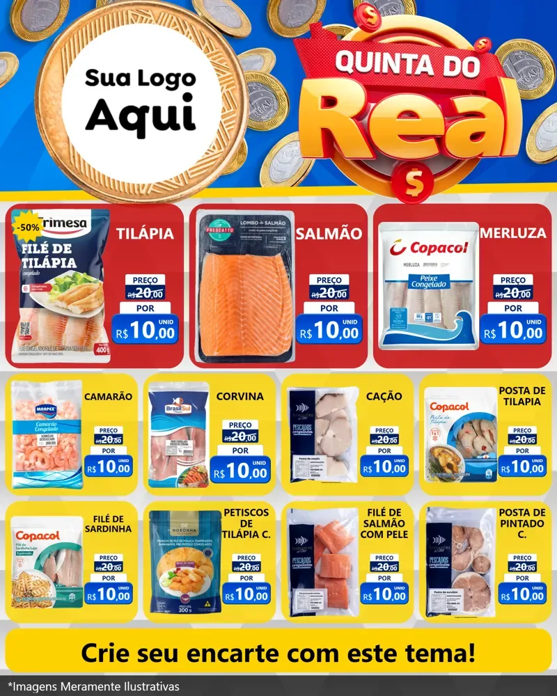 Modelo de Rede Social para Feed Instagram com o tema Quinta do Real para Peixaria