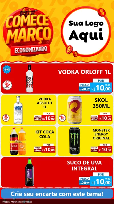 Modelo de TV para TV Vertical com o tema Comece Março Economizando para Distribuidora de bebidas