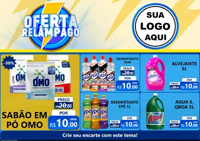 Modelo de Encarte para Encarte A4 Horizontal com o tema Oferta Relâmpago para Produtos de Limpeza