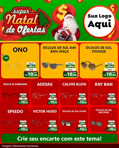 Modelo de Rede Social para Feed Instagram com o tema Super Natal de Ofertas para Óticas