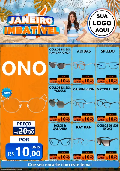 Modelo de Encarte para Encarte A4 Vertical com o tema Janeiro Imbatível para Óticas