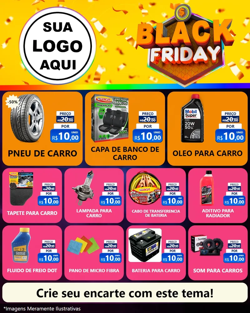 Modelo de Rede Social para Feed Instagram com o tema Black Friday para Auto peças