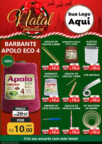 Modelo de Encarte para Encarte A4 Vertical com o tema Natal Imperdível para Armarinho e Aviamentos