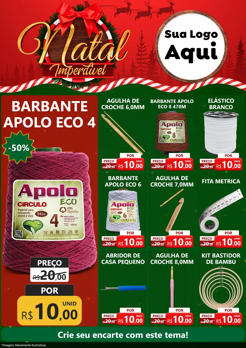 Modelo de Encarte para Encarte A4 Vertical com o tema Natal Imperdível para Armarinho e Aviamentos