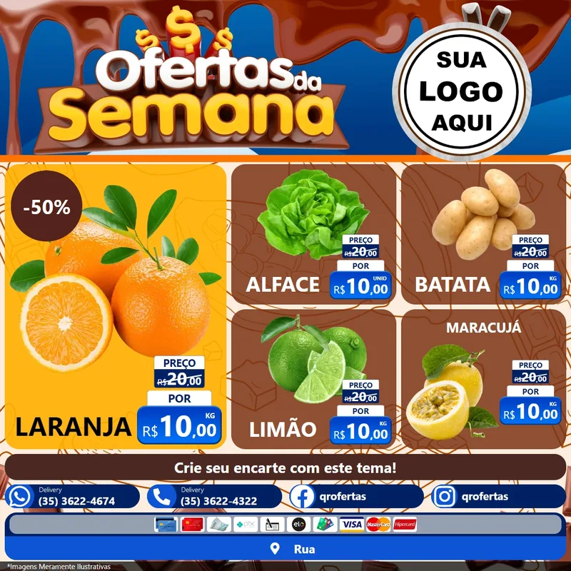 Modelo de Rede Social para Feed Facebook com o tema Ofertas da Semana - Páscoa para Hortifrúti