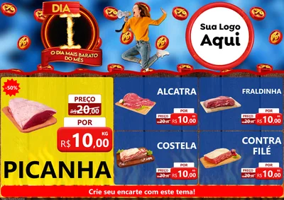 Modelo de Encarte para Encarte A4 Horizontal com o tema Dia I - O Dia Mais Barato Do Mês para Açougue