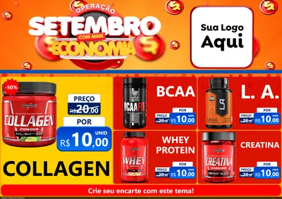 Modelo de Encarte para Encarte A4 Horizontal com o tema Operação Setembro Com Muita Economia para Suplementos alimentares
