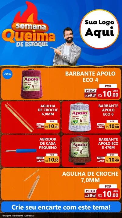 Modelo de TV para TV Vertical com o tema Semana Queima de Estoque para Armarinho e Aviamentos