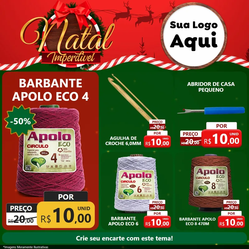 Modelo de Rede Social para Feed Facebook com o tema Natal Imperdível para Armarinho e Aviamentos