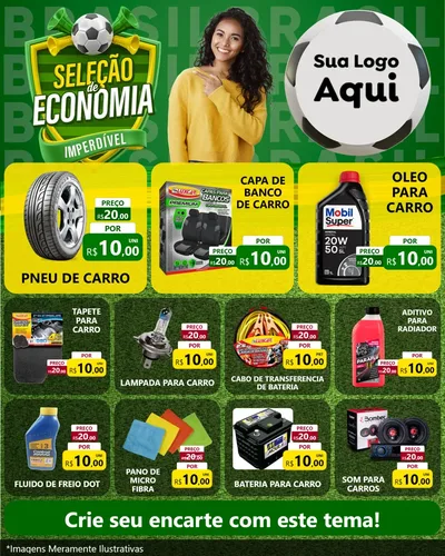 Modelo de Rede Social para Feed Instagram com o tema Seleção de Economia - Copa para Auto peças