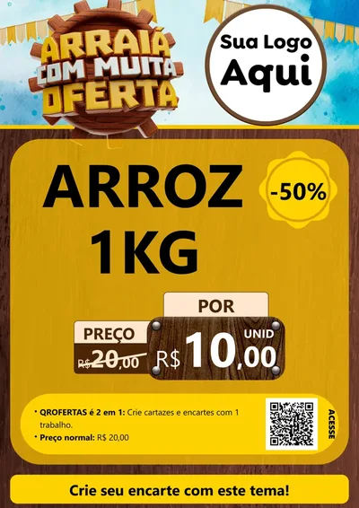 Modelo de Cartaz para Cartaz A4 Vertical com o tema Ofertas de São João - Junina para Supermercado