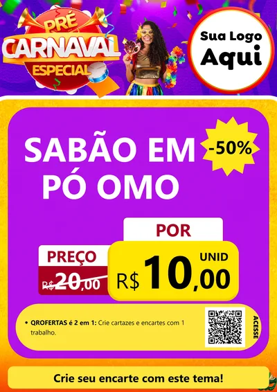 Modelo de Cartaz para Cartaz A4 Vertical com o tema Pré-Carnaval Especial para Produtos de Limpeza