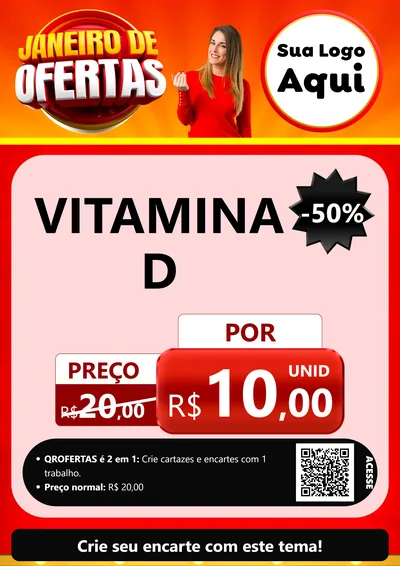 Modelo de Cartaz para Cartaz A4 Vertical com o tema Janeiro de Ofertas para Farmácia