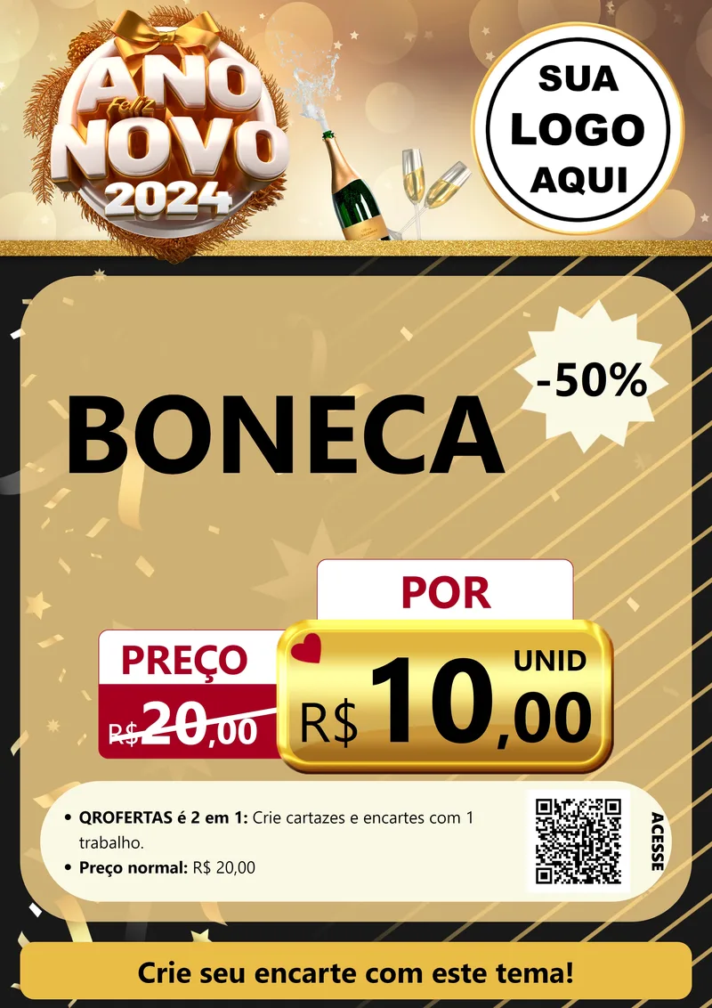 Modelo de Cartaz para Cartaz A4 Vertical com o tema Feliz Ano Novo 2027 para Brinquedos