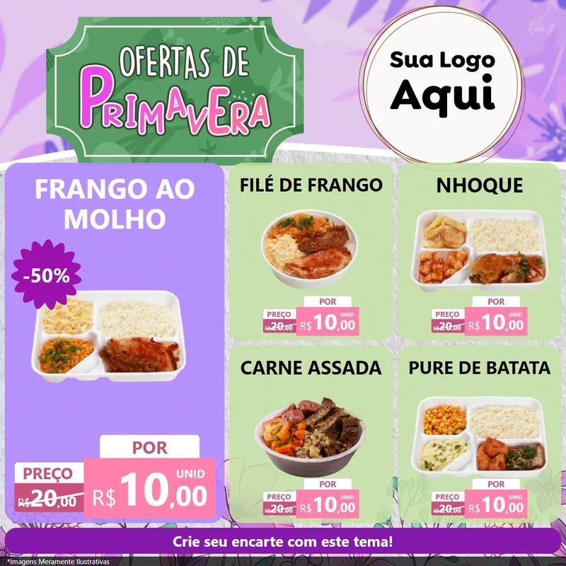 Modelo de Rede Social para Feed Facebook com o tema Ofertas de Primavera para Restaurante