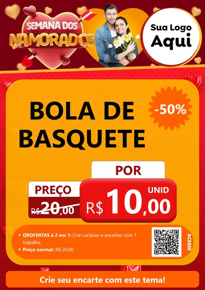 Modelo de Cartaz para Cartaz A4 Vertical com o tema Semana dos Namorados para Artigos Esportivos