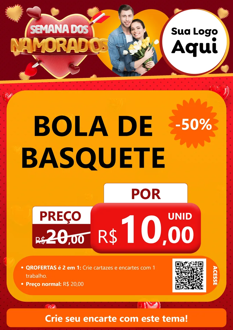 Modelo de Cartaz para Cartaz A4 Vertical com o tema Semana dos Namorados para Artigos Esportivos